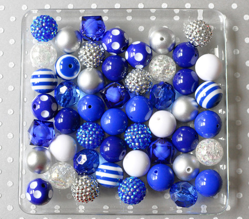 20mm Royal blue and white bubblegum bead wholesale kit