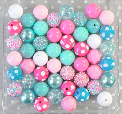 Pink and Turquoise Confetti bubblegum bead wholesale kit