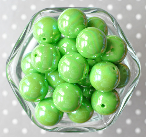 20mm Lime green solid AB bubblegum beads