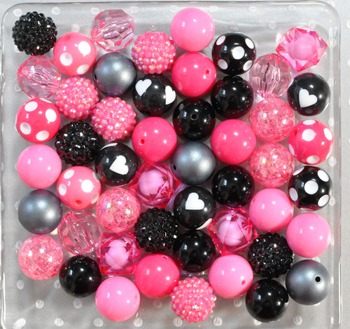 Hot pink and black bubblegum bead wholesale kit