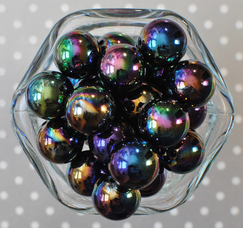 20mm Black solid AB bubblegum beads