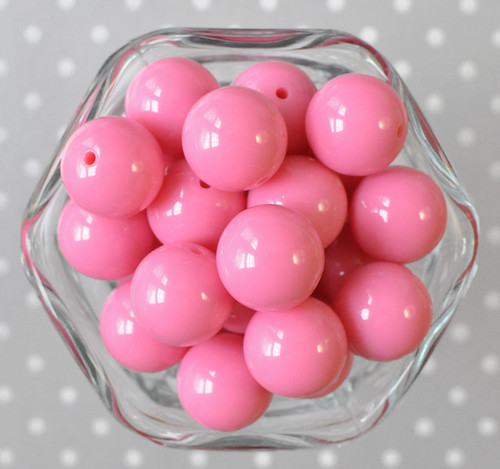 20mm Rose pink solid bubblegum beads