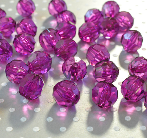 20mm Bright Purple faceted bubblegum beads