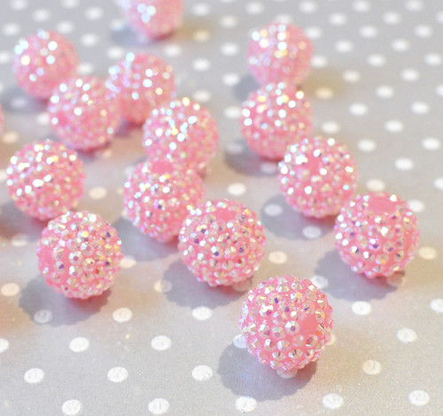 Wholesale 20mm Pink Grapefruit AB rhinestone bubblegum beads 100 pc