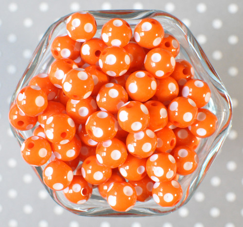 12mm Orange polka dot bubblegum beads