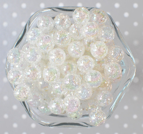 12mm Clear AB crackle bubblegum beads