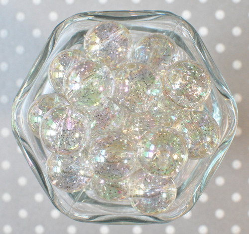 20mm Bubble bead Silver glitter AB