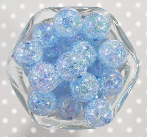 20mm Blue AB crackle bubblegum beads