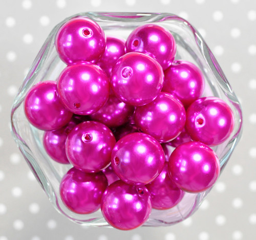 20mm Dark Fuchsia pearl bubblegum beads