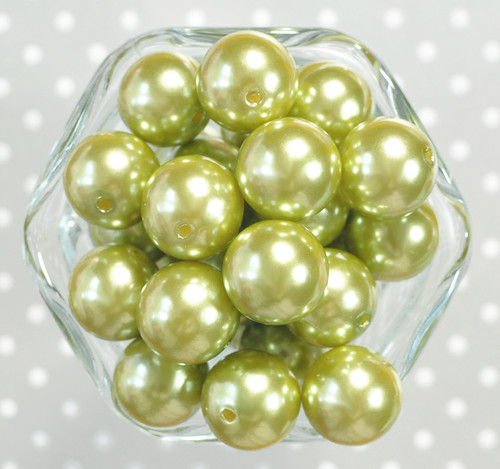 20mm Light Olive green pearl bubblegum beads