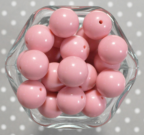 20mm Chalk Pink solid bubblegum beads
