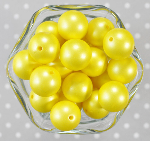 20mm Bright Yellow matte pearl bubblegum beads