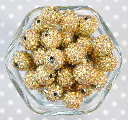 16mm Metallic Gold AB rhinestone bubblegum beads