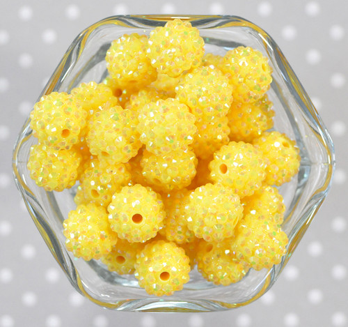 16mm Yellow AB rhinestone bubblegum beads