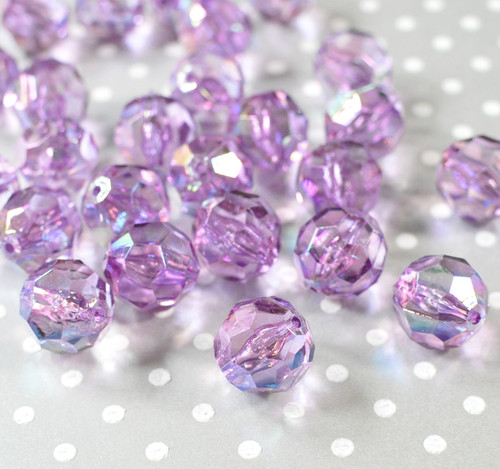 20mm Purple AB faceted bubblegum beads