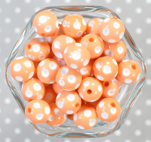 16mm Peach polka dot bubblegum beads