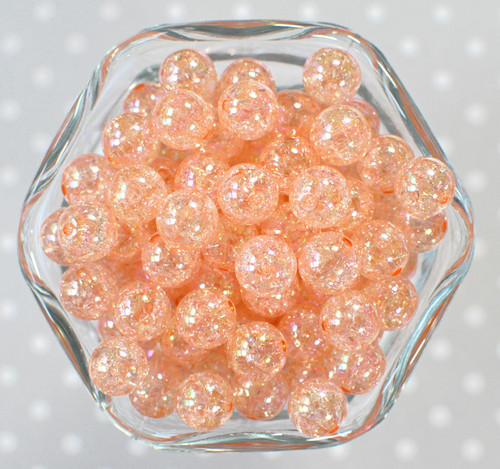 12mm Peach AB crackle bubblegum beads