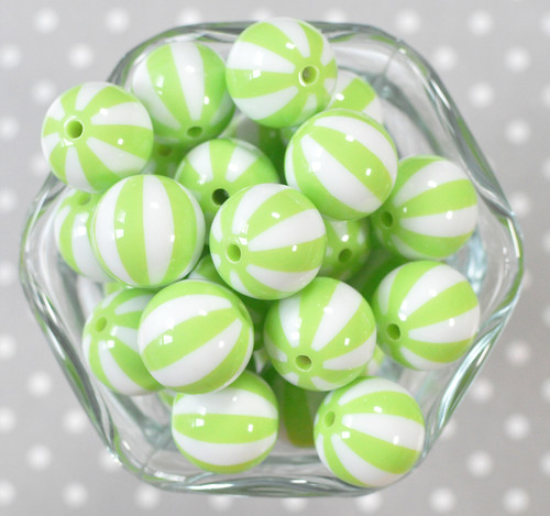 20mm Lime Pinwheel stripe bubblegum beads