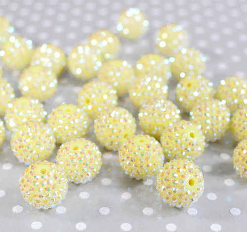 20mm Pastel yellow AB rhinestone bubblegum beads