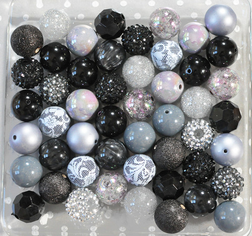 Black and grey bubblegum bead wholesale kit