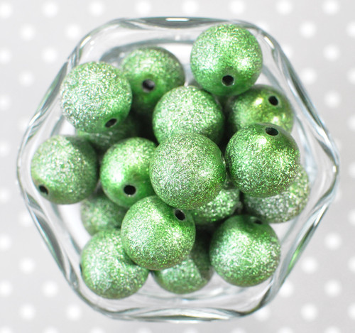 20mm Emerald stardust metallic bubblegum bead