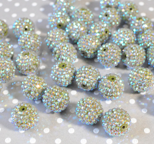 20mm Olive AB rhinestone bubblegum beads