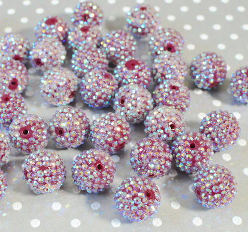 20mm Currant AB rhinestone bubblegum beads