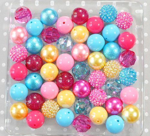 Blue hot pink yellow bubblegum bead wholesale kit