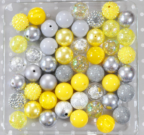 Lemon grey glitter bubblegum bead wholesale kit
