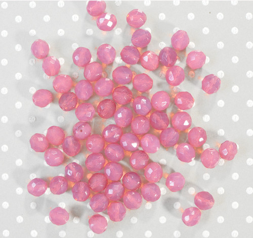 12mm Opal Rose faceted round Czech glass beads