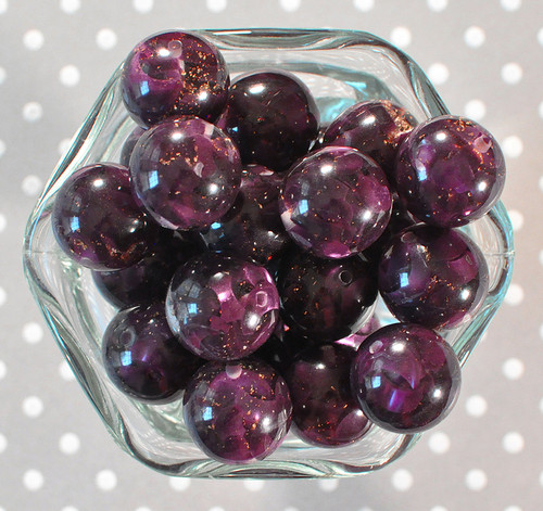 20mm Purple gold flake bubblegum beads