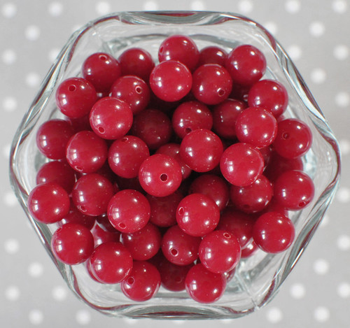 12mm Cranberry solid bubblegum beads