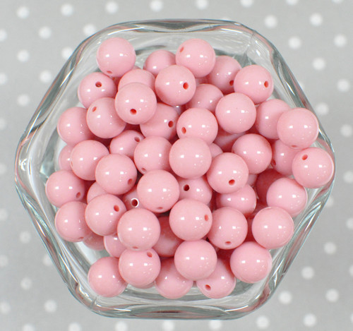 12mm Chalk Pink solid bubblegum beads