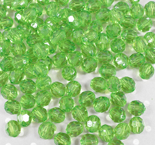 12mm Light emerald facet bubblegum beads