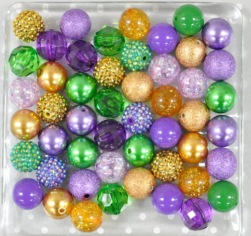 Mardi Gras bubblegum bead bulk mix