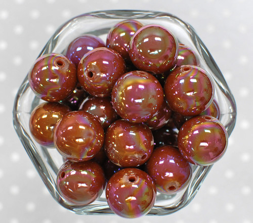 20mm Chestnut solid AB bubblegum beads
