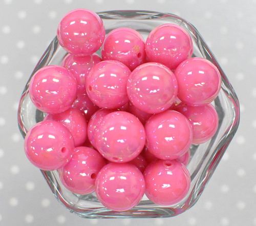 20mm Hot Pink solid AB bubblegum beads
