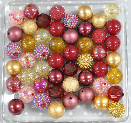 Cranberry and Gold bubblegum bead wholesale kit