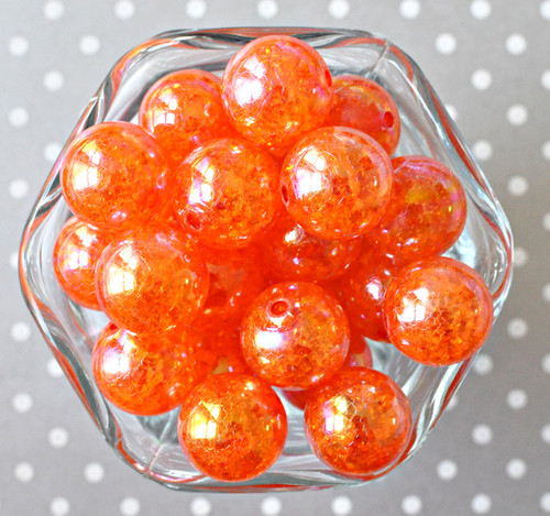 Wholesale 20mm Orange AB crackle bubblegum acrylic beads 100pc