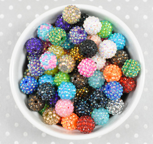 16mm Rhinestone variety bubblegum bead mix