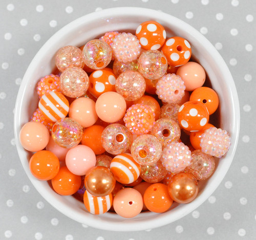 16mm Orange variety mix bubblegum beads