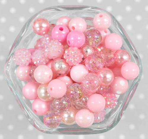 12mm Pink variety mix bubblegum beads