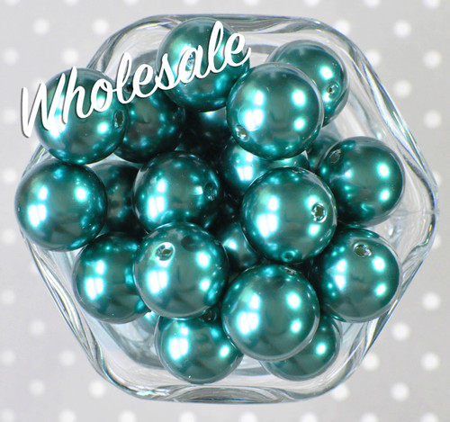 Wholesale 20mm Teal acrylic pearl chunky beads - 100 piece