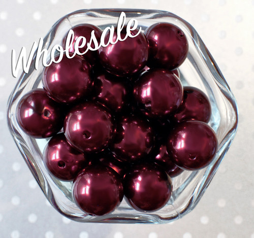 Wholesale 20mm Burgundy red acrylic pearl chunky beads - 100 piece