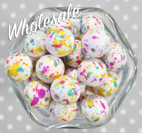Wholesale 20mm Spring splatter bubblegum beads 100pc