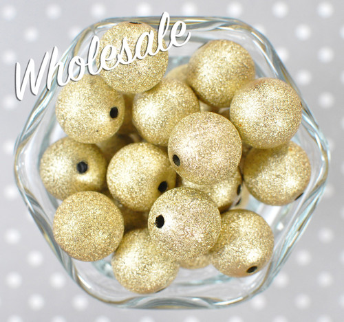 Wholesale 20mm Yellow Gold stardust bubblegum beads 100pc