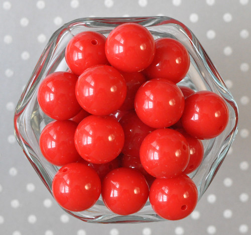 20mm Red solid chunky bubblegum beads
