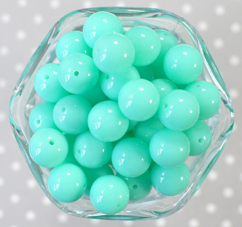 16mm Bright Aqua solid bubblegum beads