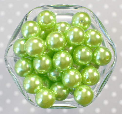 16mm Lime pearl bubblegum beads