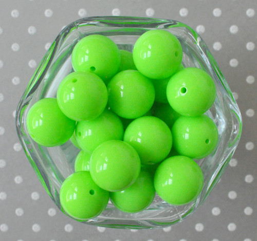 20mm Neon green solid chunky bubblegum beads